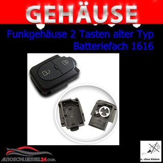 Ersatz Funkgehuse geeignet fr Volkswagen - 2 Tasten alter Typ geeignet fr Batteriefach 1616