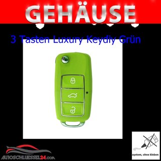 Ersatz Gehuse geeignet fr Volkswagen - 3 Tasten Luxury Keydiy Grn, HU66