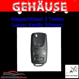 Ersatz Klappschlsselgehuse geeignet fr Volkswagen - 3 Tasten Luxury Keydiy schwarz, HU66