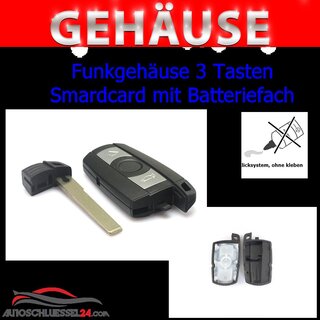 Ersatz Funkgehuse  geeignet fr BMW Smartcard - 3 Tasten mit Batteriefach, HU92